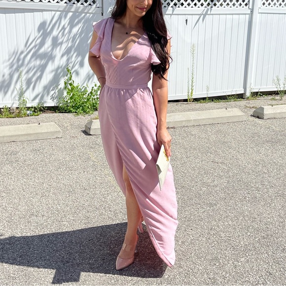 NWT Revolve superdown pink mae ruffle wrap maxi, Sz XS - Picture 7 of 9
